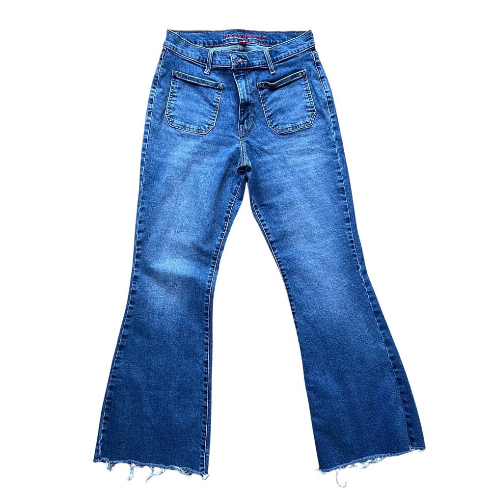 Lucky Brand Women’s High Rise Patch Pocket Stevie Flare blue jeans size 10 - Picture 1 of 4